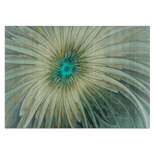 Tabla De Cortar Resumen Sage Green Fantasy Flower Fractal Art