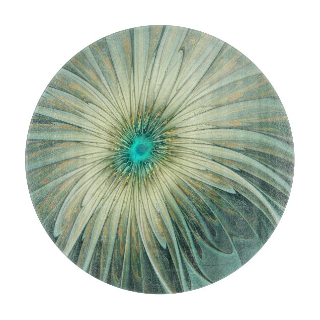 Tabla De Cortar Resumen Sage Green Fantasy Flower Fractal Art (Anverso)
