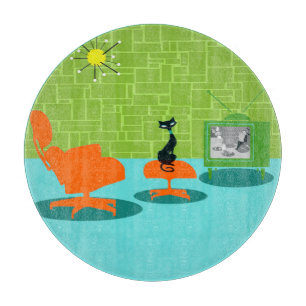 Tabla de cortar retra del gatito de la era