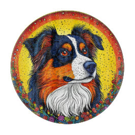 Tabla De Cortar Retrato brillante ilustrado de un perro