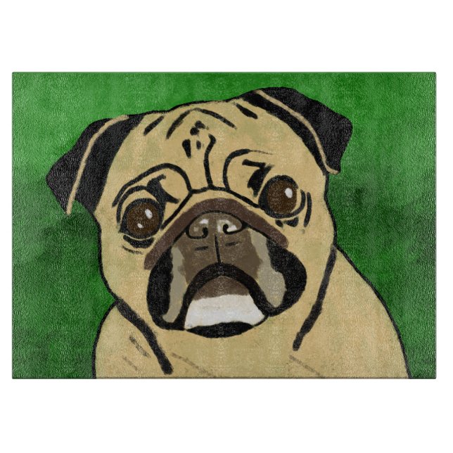 Tabla De Cortar Retrato de arte acuarela de pug Dog (Anverso)