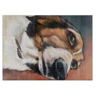 Tabla De Cortar Retrato de Beagle Dibujo de lápiz de color
