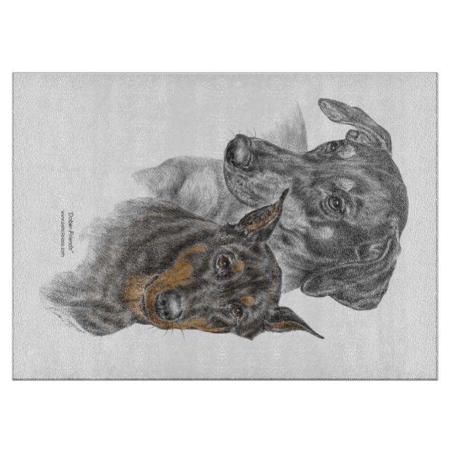 Tabla De Cortar Retrato de dos dobermanes (Anverso)