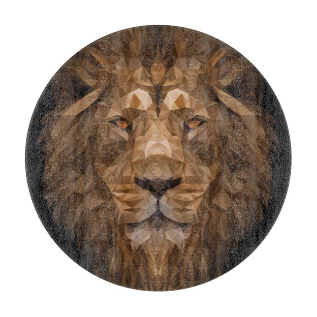 Tabla De Cortar Retrato de león geométrico (Anverso)