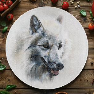 Tabla De Cortar Retrato de Lobo Blanco Majestuoso Realista Suave