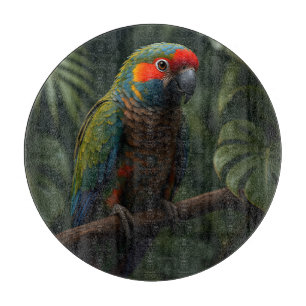 Tabla De Cortar Retrato de loro tropical vibrante en la selva
