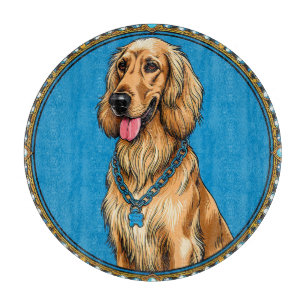 Tabla De Cortar Retrato de perro en marco ornamentado