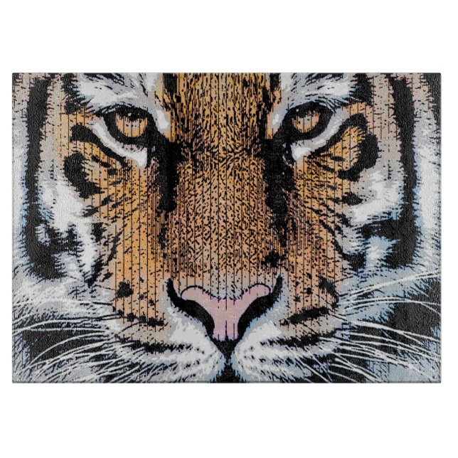 Tabla De Cortar Retrato de tigres en estilo de prensa gráfica (Anverso)