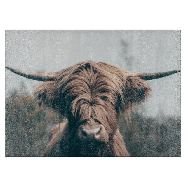 Tabla De Cortar Retrato de vaca Highland (Anverso)