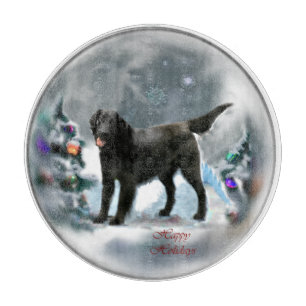 Tabla De Cortar Retriever de pelo liso de Navidad