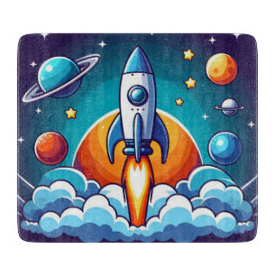 Tabla De Cortar Retro, cohete espacial exterior