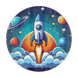 Tabla De Cortar Retro, cohete espacial exterior