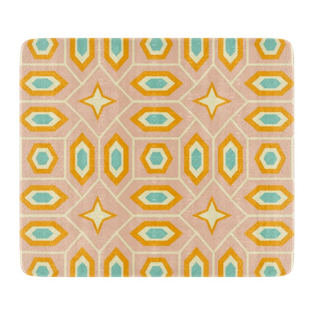 Tabla De Cortar Retro geometric pattern with hexagons and stars (Anverso)