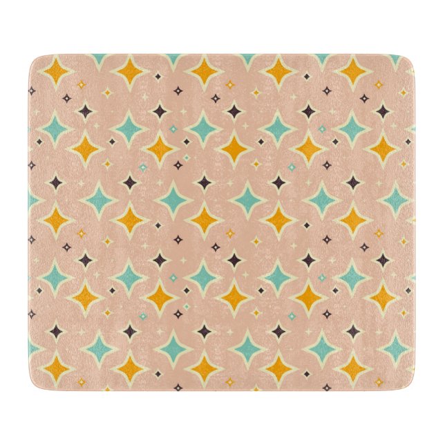 Tabla De Cortar Retro geometric pattern with teal, orange, black (Anverso)