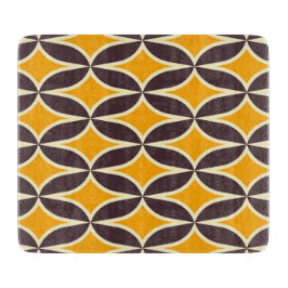 Tabla De Cortar Retro geometric pattern yellow and brown leaf