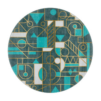 Tabla De Cortar Retro Geométrico: Poster de arte Minimalista.