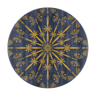 Tabla De Cortar Retro Mandala Midnight Glass Cutting Board