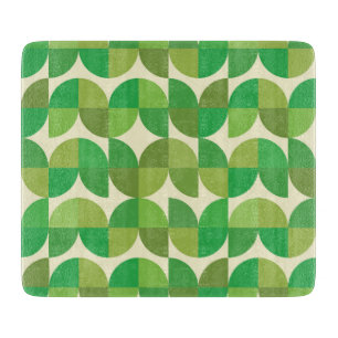 Tabla De Cortar Retro Mid siglo Patrón geométrico verde moderno