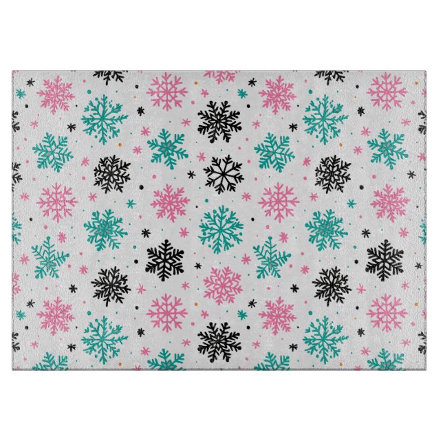 Tabla De Cortar Retro Snowflakes (Anverso)