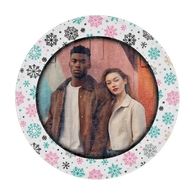 Tabla De Cortar Retro Snowflakes (Anverso)