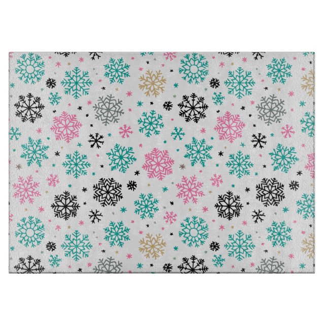 Tabla De Cortar Retro Snowflakes (Anverso)