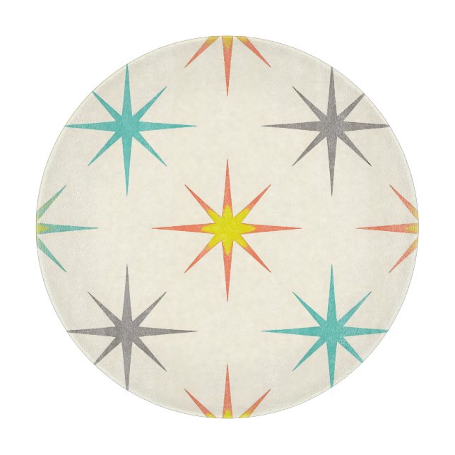 Tabla De Cortar Retro Starburst Mid-Century Pattern (Anverso)