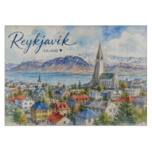 Reykjavik Islandia recuerdo acuarela