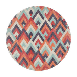 Tabla De Cortar Rhombus Geométrico: Patrón Vintage colorido.