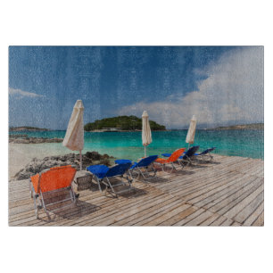 Tabla De Cortar Riviera albanesa, Ksamil, frente a la playa de la 