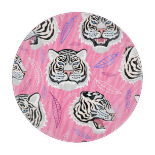 Tabla De Cortar Roar de tigres blancos: Patrón de selva tropical d