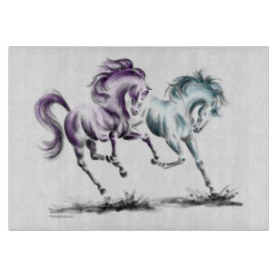 Tabla De Cortar Rociando Carreras Caballos salvajes