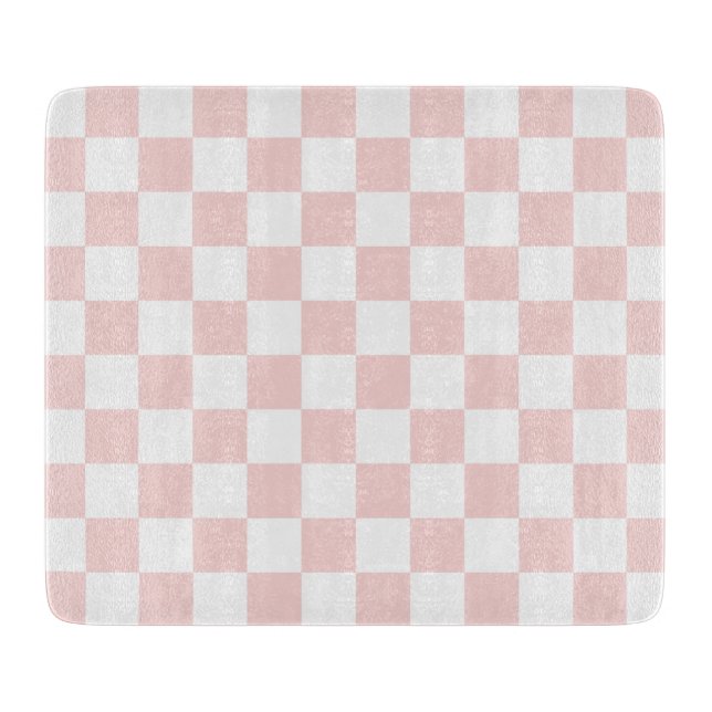 Tabla De Cortar Rojizo Rosa y Cuadros Blancos (Anverso)