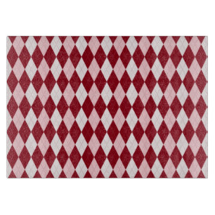 Tabla De Cortar Rojo Argyle Carmesí Rosa Pequeña Forma de Diamante