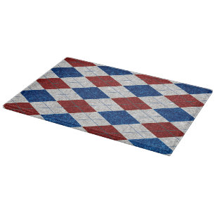 Tabla De Cortar Rojo, Blanco, Azul Argyle 4 de Julio Brillante