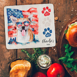 Tabla De Cortar Rojo Blanco Azul Divertido Genial Chihuahua Bander