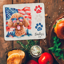 Tabla De Cortar Rojo Blanco y Azul Perro Caniche Divertido 4 de Ju