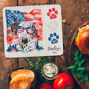 Tabla De Cortar Rojo Blanco y Azul Perro Dálmata Divertido 4 de Ju