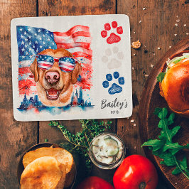 Tabla De Cortar Rojo Blanco y Azul Perro Divertido Labrador del 4 