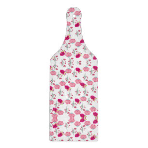 Tabla De Cortar Rojo y rubor Rosa Simétrico Patrón Floral de Jardí