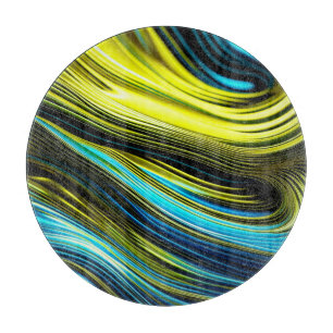 Tabla De Cortar Rollo de seda y satén abstracto azul y dorado