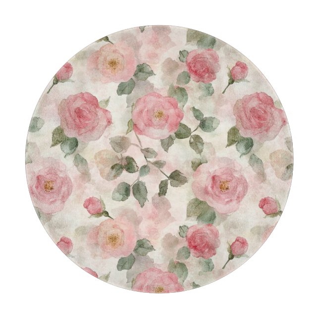 Tabla De Cortar Romantic Blush Pink Roses Floral  (Anverso)