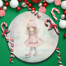 Ronda de patinaje sobre Chica de invierno de menta