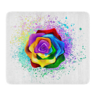 Tabla De Cortar Rosa Arcoíris Colorida