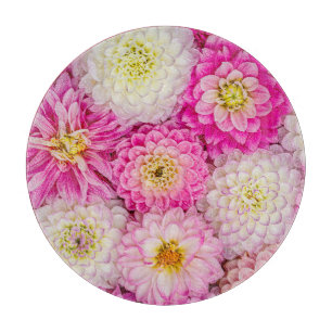 Tabla De Cortar Rosa Blanca Dahlia: Elegancia lluviosa