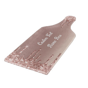 Tabla De Cortar Rosa de la placa de corte de Purpurina dorado con