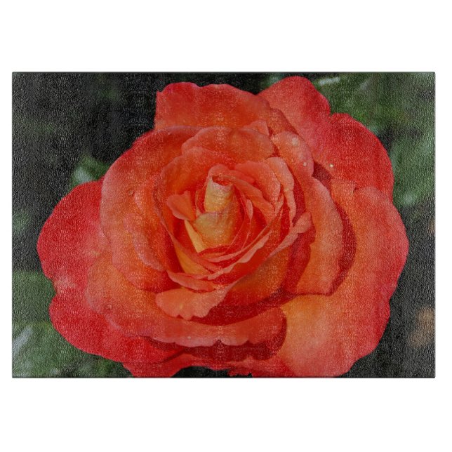 Tabla De Cortar Rosa de naranja único (Anverso)
