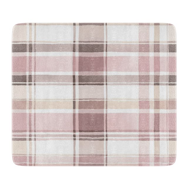 Tabla De Cortar Rosa de Rubor Cream Brown Stripes Cumpleaños (Anverso)