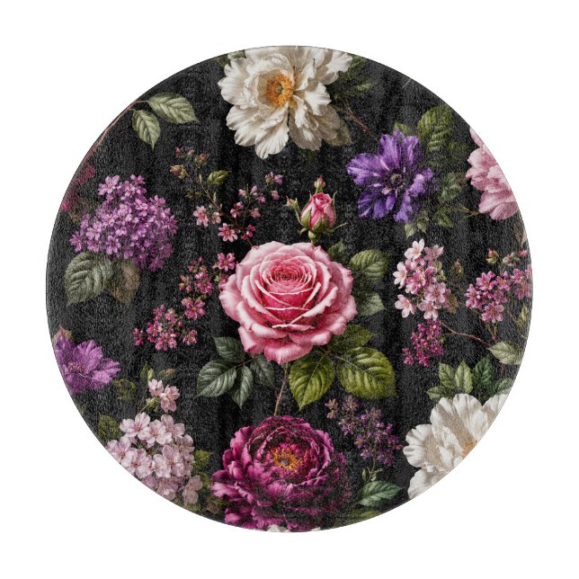 Tabla De Cortar Rosa de terciopelo negro (Anverso)