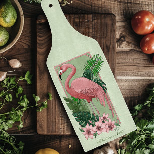 Tabla De Cortar Rosa Flamingo Green Leaves Lily