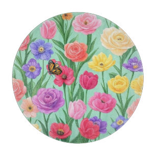 Tabla De Cortar Rosa floral/primavera colorido